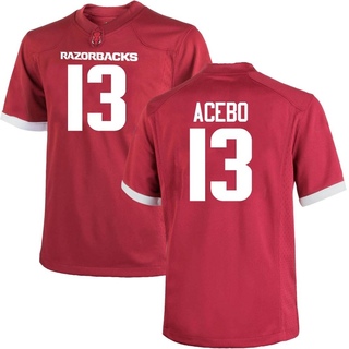 Rykar Acebo Game Men's Arkansas Razorbacks Cardinal Football Jersey