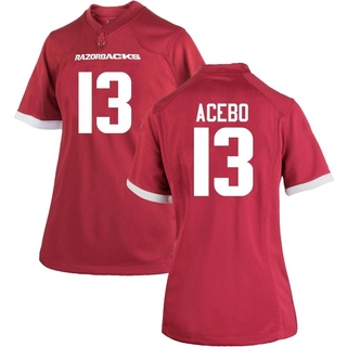 Rykar Acebo Game Women's Arkansas Razorbacks Cardinal Football Jersey